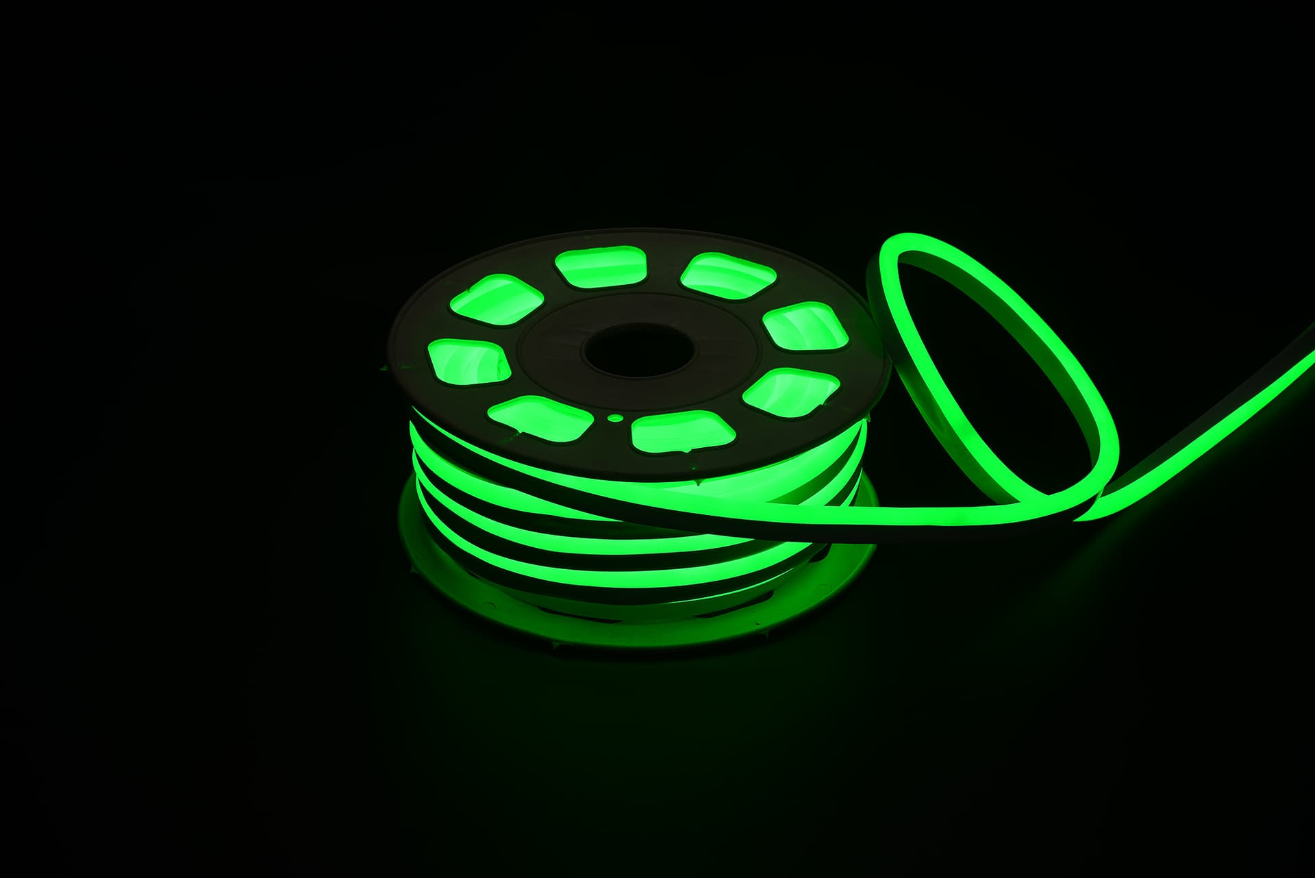 Flexible LED Neon Strip, Green, 6W/m, AC110V, IP67 Silicone, 50m Roll