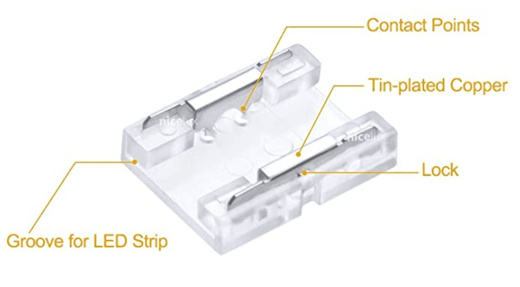 Connector for IP20 8mm cob strip without cable  5pcs  bag