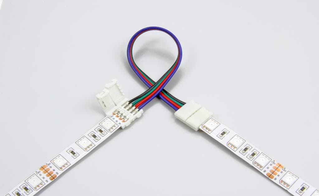4-Wire 9 In. LED Strip Connector with Dual 12mm PC Board Terminals
