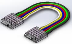 RGBCCT 6-Pin LED Strip Connector, Two-Side, 15 cm Leads, IP20, 12 mm PCB (5-Pack)