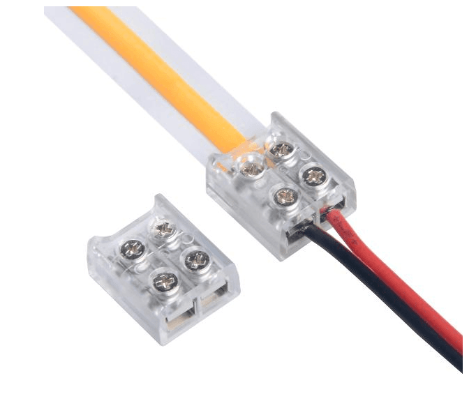 10mm COB & High-Density LED Strip Screw Connector, Flexible/Rigid to Wire, 2-Pin IP20