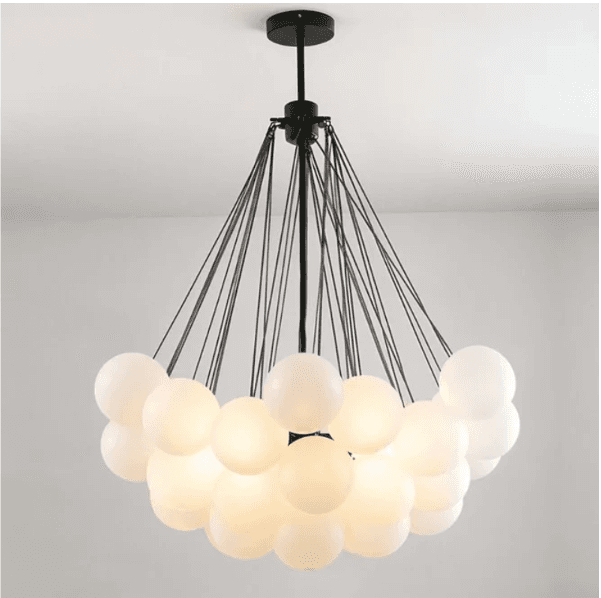 RS CHANDELIER BUBBLES Color: Gold & White Material: Alabaster, Dimensions: 15,7 x 29.5 in - 40 x 75cm