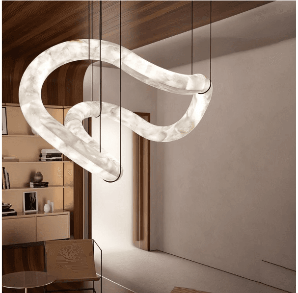 RS CHANDELIER MAAT Color: White & balck Material: Alabaster Marble , Dimensions: 31.5 x 55 - 84 x 140cm