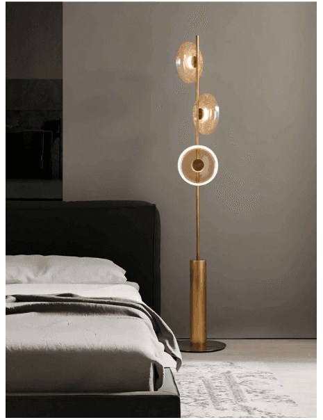 RS FLOOR LAMP DISANU Color: Brass Material: Glass & Iron, Dimensions: 11.8 x 11.8 x 65,3in - 30 x 46 x 166cm