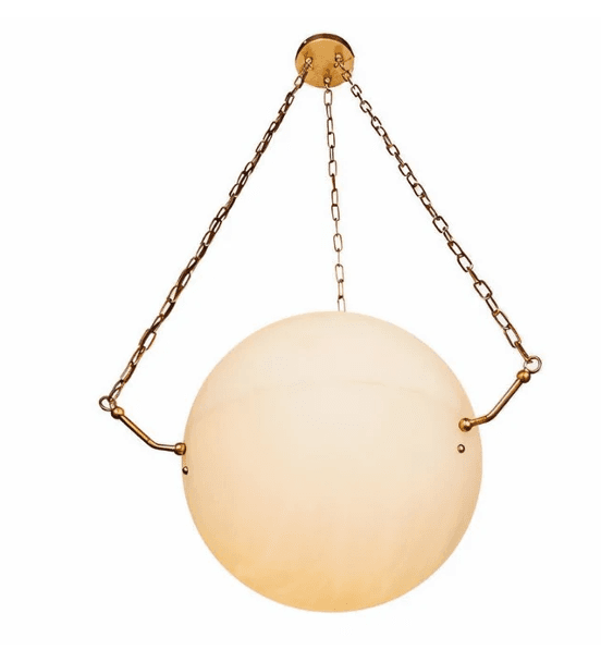 Pendant Light, Alabaster Marble and Brass Finish, 25 W, IP20, 120-240 V