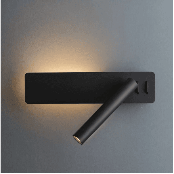 Reading Lamp, 9 W, 3000 K, 100 lm, IP20 Iron Body in Black, 120-240 V AC