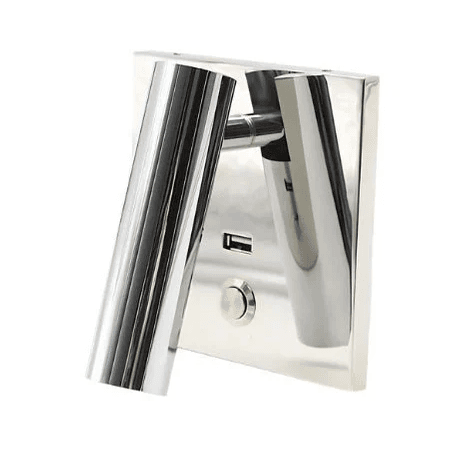 Wall-Mount Bedside Reading Lamp, 3W Adjustable Spotlight with USB Charging, Chrome