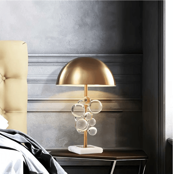 Decorative Table Lamp, 15 W, 3000 K, IP20, Crystal and Brass with Marble Base