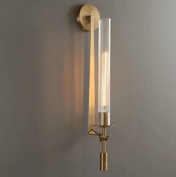 Glenn Wall Lamp, 12 W LED, IP20, Gold Brass and Glass, 4.7 x 26.7 in