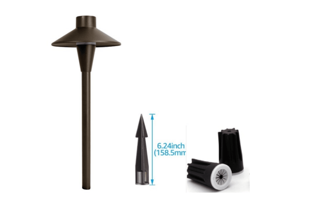 FINAL SALE - Limited 30-day Warranty- Price Drop 15%- LED Hat shaped Path Light 3CCT 30K/40K/50K Input: AC/DC12-24V RA90 5 watts 160 lm 120 beam angle W:6inx21.92inH ORB (Oil-rubbed bronze). metal + aluminum IP65 ETL