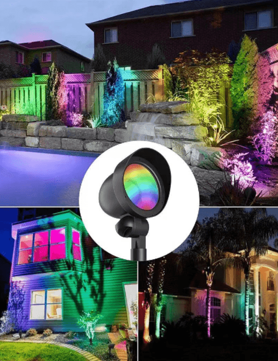 Smart RGBW Spot Lights 12W;AC/DC 12-24V; IP 65, 900lm; RGBCW APP control Dimension:98x101x327 Material:Aluminium, ETL Listed