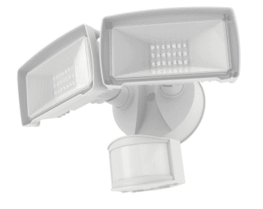Motion Activated LED Security Light, 28 Watts with 2 Adjustable Heads, CCT: 5500-6500K, Voltage: 120VAC, Brightness: 2500lm, Detection Range: 180 Degrees, IP65, In White,1 Year Warranty, CE, ETL, RoHS, Size:248*158*162mm