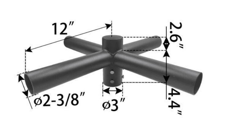 Straight Horn Adapter for 3-Inch Pole, 4-Arm 2-3/8-Inch Fitting, Bronze Finish