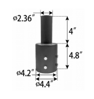 Vertical Tenon Reducer for 4.6" Round Pole to 2-3/8" Tenon, Bronze Finish