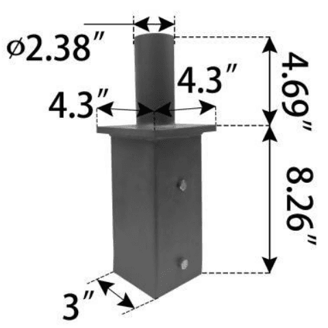 Discontinued Item- LIQUIDATION - Limited 30-day Warranty Vertical Tenon Reducer fits 5in square pole reduces to 2-3 8thin tenon bronze finish