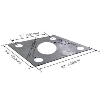 Screw Positioning Plate for SLP Light Pole, 1 lb, Bolt-Down Mounting Hardware