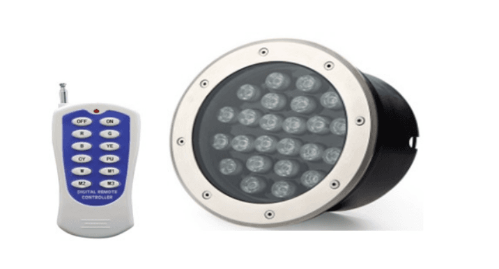 Underground light, Stainless steel+Aluminum+Glass, 12 Keys RGB, 36w, AC85-265V, IP67, Size:�†300*H90mm Wire:0.4M, Bridgelux chip