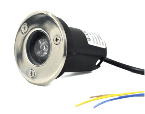 Discontinued Item- FINAL SALE - Limited 30-day Warranty- Price Drop 40%-Underground LED Light 1W 12VDC 4000K 45 degrees beam D65x80mm IP67 stainless steel with plastic template