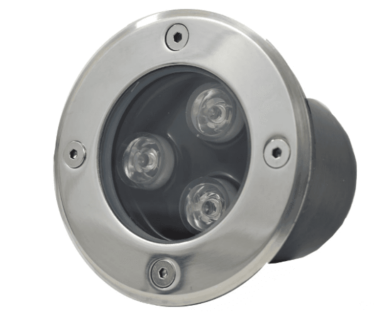 Discontinued Item- Underground LED Light 3W 12VAC 6000K 45 degrees beam D100x80mm IP67 stainless steel with plastic template