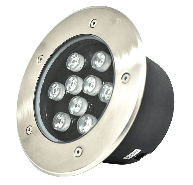 Underground LED Light 9W RGB, 24VAC, IP67 Stainless Steel, 30° Beam