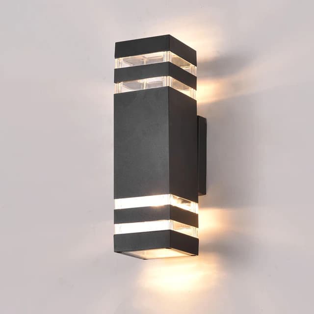 Outdoor LED Wall Sconce, 90x90x300mm, Black, E27 double head (without light source)