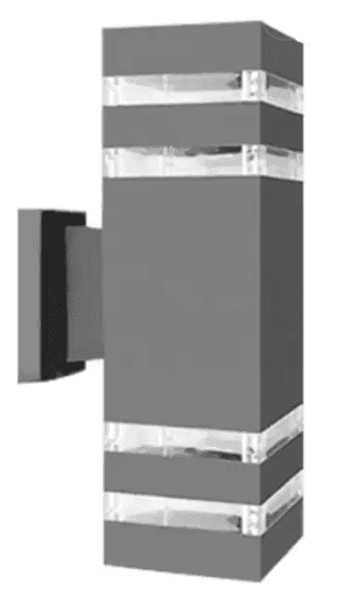 Outdoor LED Wall Sconce, Double-Head E27, 2W, IP65, Square Base, Sand Grey