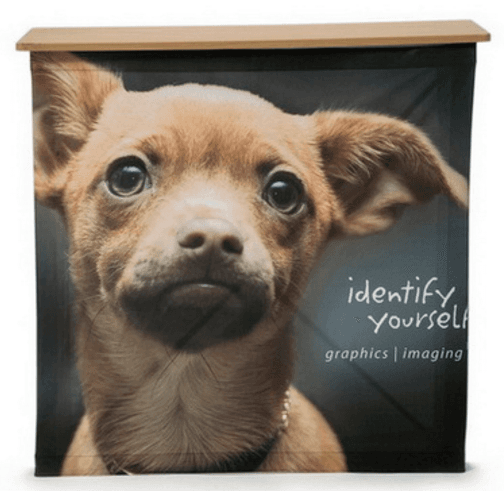Black Wood Top Pop-Up Counter for Textile Graphics — 42 in. W x 40 in. H x 16 in. D