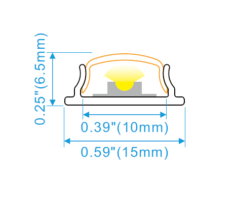 BENDABLE Aluminum Profile - W:15mm*H:6mm*L:10'/118", InnerW:10mm