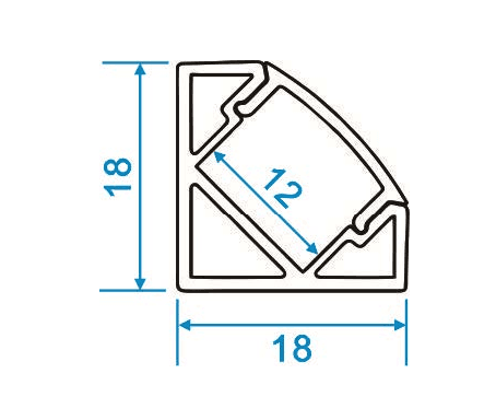 Corner LED Aluminum Channel Profile, 18.7×18.7mm, Silver Anodized, 9.84 ft