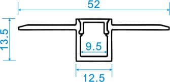 Drywall Trimless LED Profile, 12.5mm Wide, Black Anodized, 3M Length