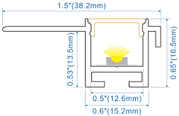 Drywall LED Aluminum Profile, Edge Mount, Silver Anodized, 15.2mm Wide, 3m Length