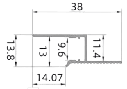 Drywall Trimless Aluminum Profile for Hidden Linear Lighting , Color: White, Internal dimmensions: 38x14mm, 3m lenght
