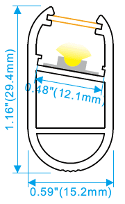 Closet Alumium, Surface - W:15mm*H:30mm*L:3.05M (10'), InnerW:12mm