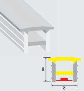 Silicone Flex tube without strip, Dimmensions: 8x8mm, Suitable for 5, 6, 8mm pcb, 10m/roll