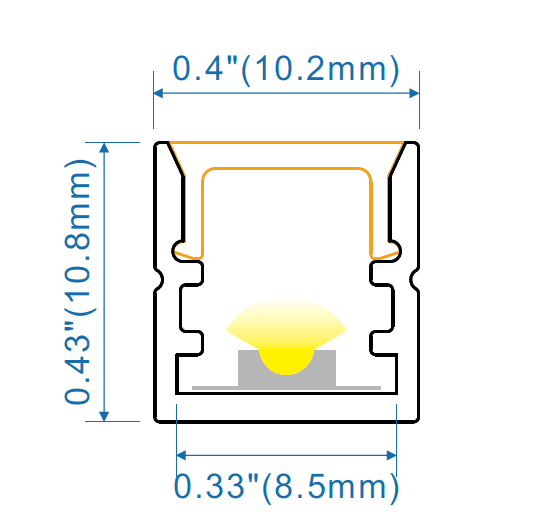 Surface Mount Aluminum LED Profile Channel, 10x10mm Anodized, 3m Length