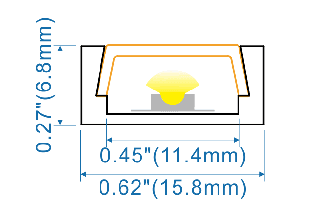 Surface Mount Aluminum LED Channel Profile, 16x7mm, 6063-T5 Anodized, Lengths to 13.2 ft