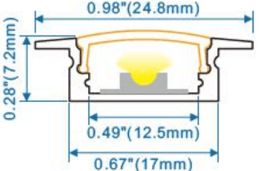 Recessed Mount - W:17mm*H:7mm*L:8.2'/98" (2.5m), InnerW:12.5mm