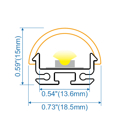 Surface Mount Aluminum LED Channel Profile, 18mm x 15mm, 8.2 ft, 6063-T5 Anodized