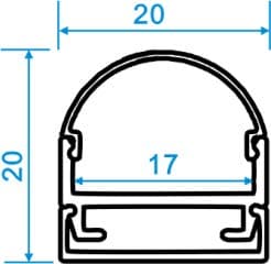 Round Surface Mount - W:20mm*H:20mm*L:8.2'/98" (2.5m), InnerW:17mm