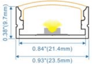 Surface Mount Aluminum LED Channel Profile, 23x10mm, 6063-T5 Anodized, Up to 4m Length