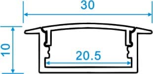 Recessed Mount - W:23mm*H:10mm*L:8.2'/98", InnerW:20.5mm