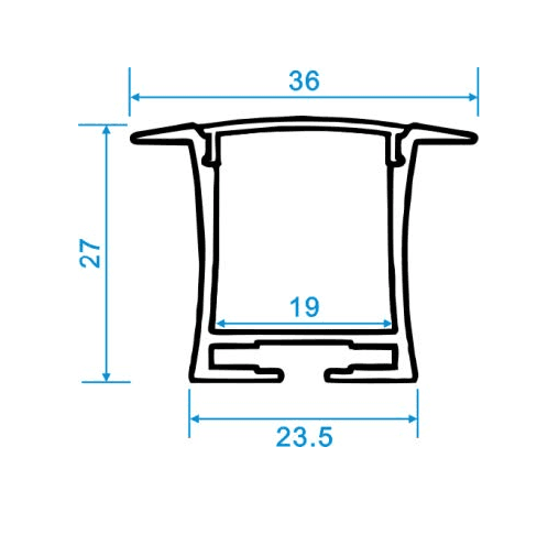 Surface Wing LED Channel, 36 x 27mm Aluminum Profile, 9.8 ft / 118 in Length