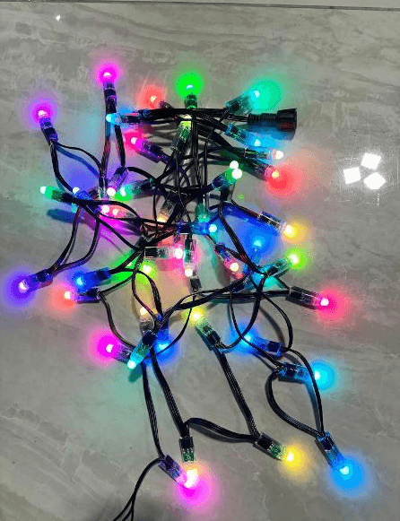 Discontinued Item- RGB Digital Adjustable String Light Waterproof IP67 12mm RGB 0.1W 5VDC 50pcs bundle 15 FT long