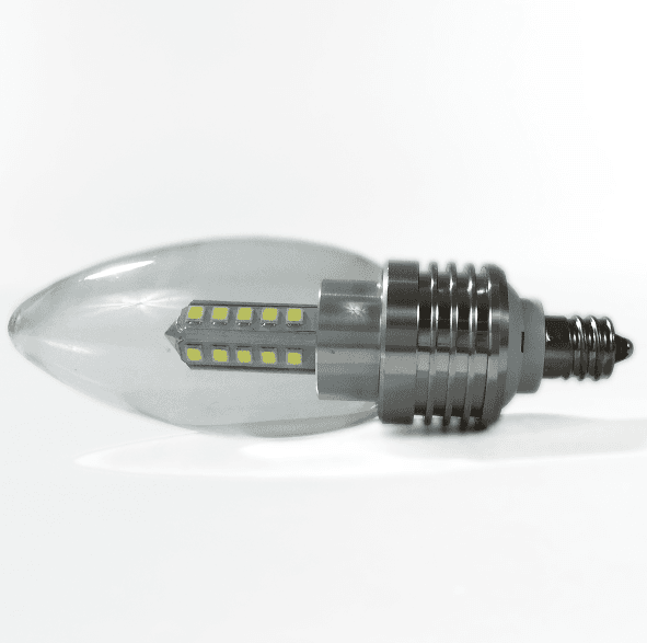 4W LED Candle Light, E12 Base, 3000K Warm White, Dimmable, 500 Lm