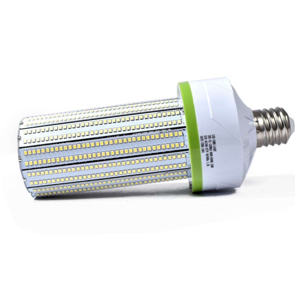 Discontinued Item- UL LED Corn Light120watt 100-277Vac White6000K 15000Lm 125LM W. CRI >80Ra pfd>0.9 Clear cover IP64 Epister SMD2835 Samsung Chipm 364PCS cUL&DLC EQV 400WHID 5 YR WARRANTY Fanless Big Heat Sink