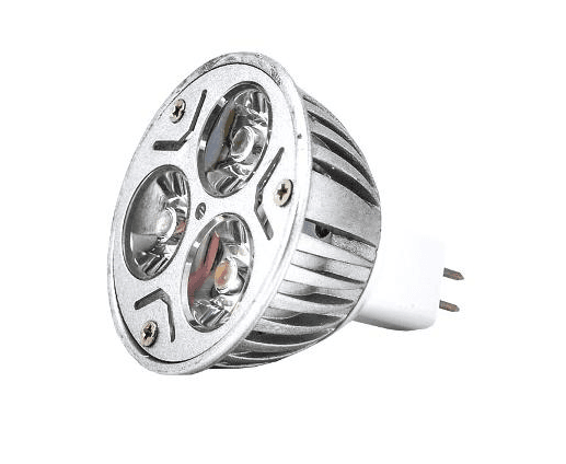 LED reflector3Watts(1Wx3), 12VDC, Yellow color, MR16 base