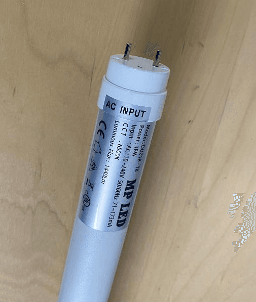 LED T8 Tube 48 In., 18W, 1000 Lumens, 6000K, Single-End Connection