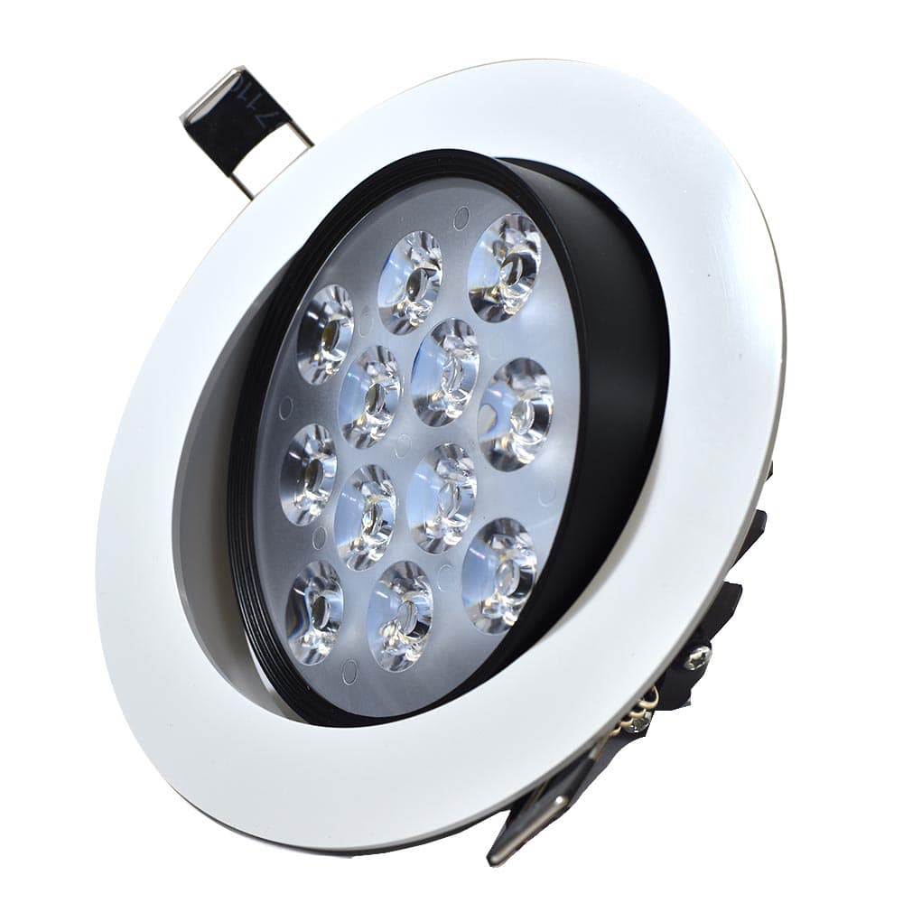 12W Adjustable Angle LED Ceiling Spot Light, Triac Dimmable, 120-240V, White
