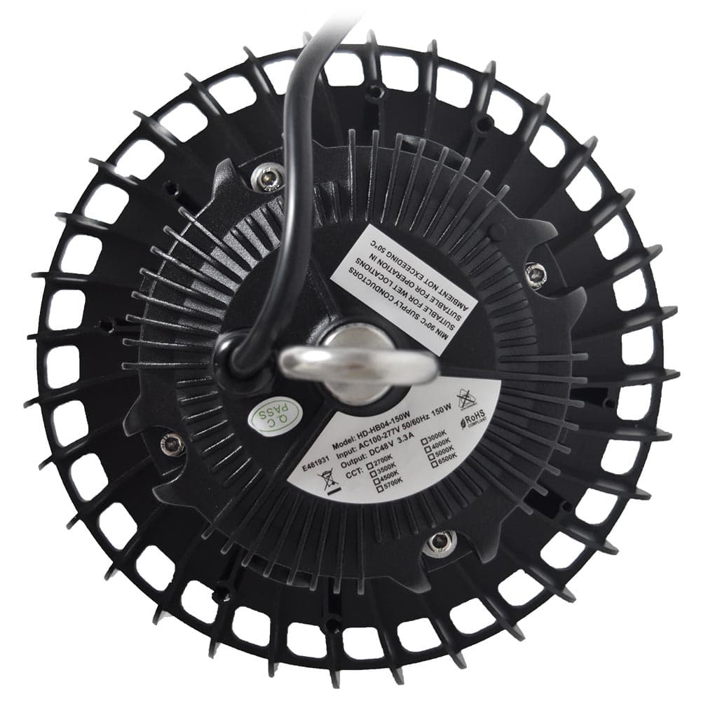 UFO High Bay Light, 150W, 19,500 Lumen, 120-240V AC, 120° Beam Angle