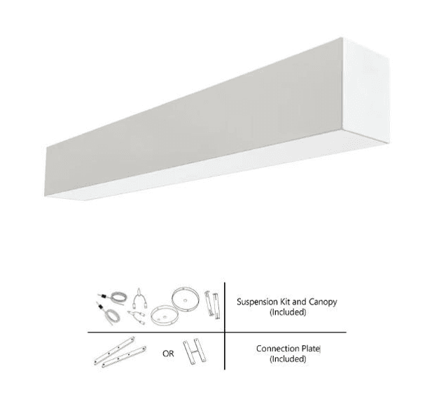 LUMIPRO EVERLINE LED Linear Light 2 Ft Voltage 120-277V 3CCT 3K 4K 5K. Power: 25W .3250lm. Dim 0-10V. PF0.9 CRI80. ETL Listed. Work temp -20~40°C. Dim 610x70x80mm. White Finish. 5 Yrs wrrty (Suspension Kit, Canopy, Connection Plate.(Included))